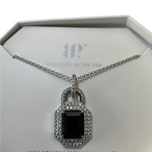 Bomb Party OG Necklace NK72886 “Locked And Loaded” Rhodium/Black Onyx NIB